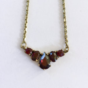 Gold Garnet Drop Necklace