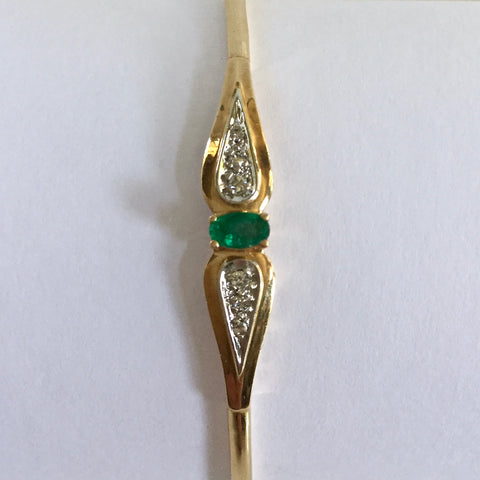 Gold Emerald and Diamond Bangle