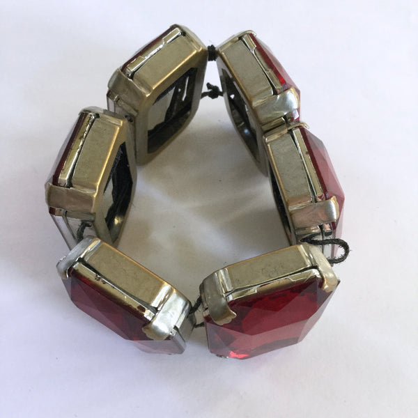 Big Red Acrylic Jewel Stretch Bracelet