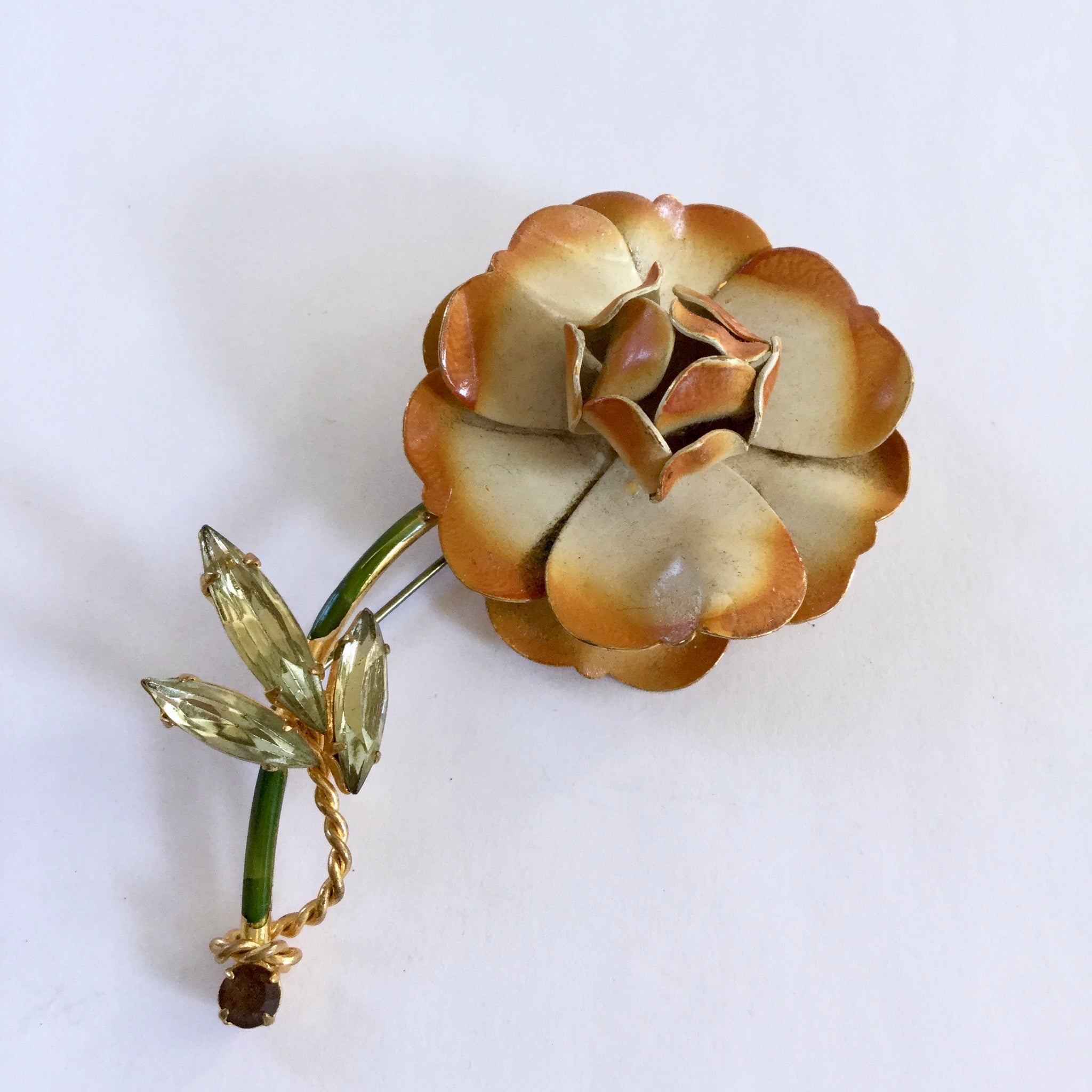 Metal and Rhinestone Brooch