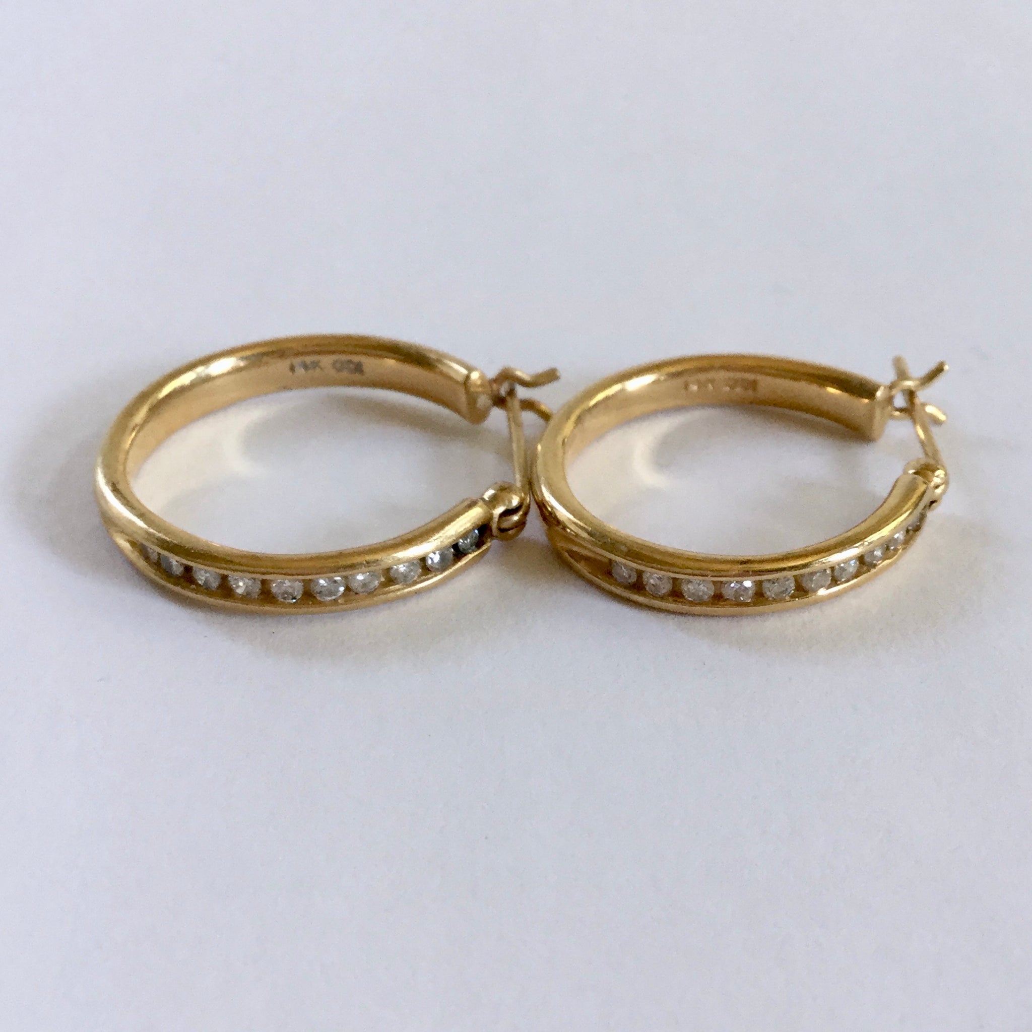 Gold and Diamond Hoop Earrings