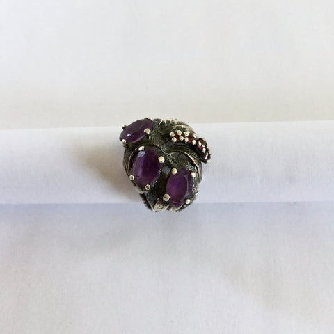 Antique Silver Ruby & Amethyst Ring