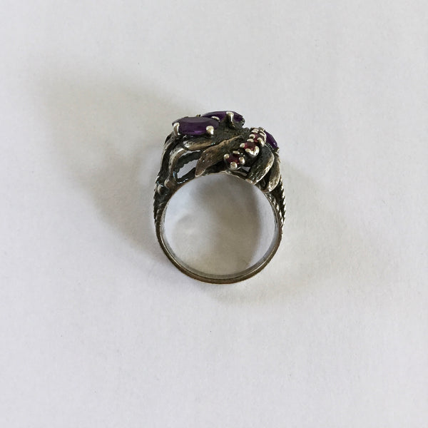 Antique Silver Ruby & Amethyst Ring