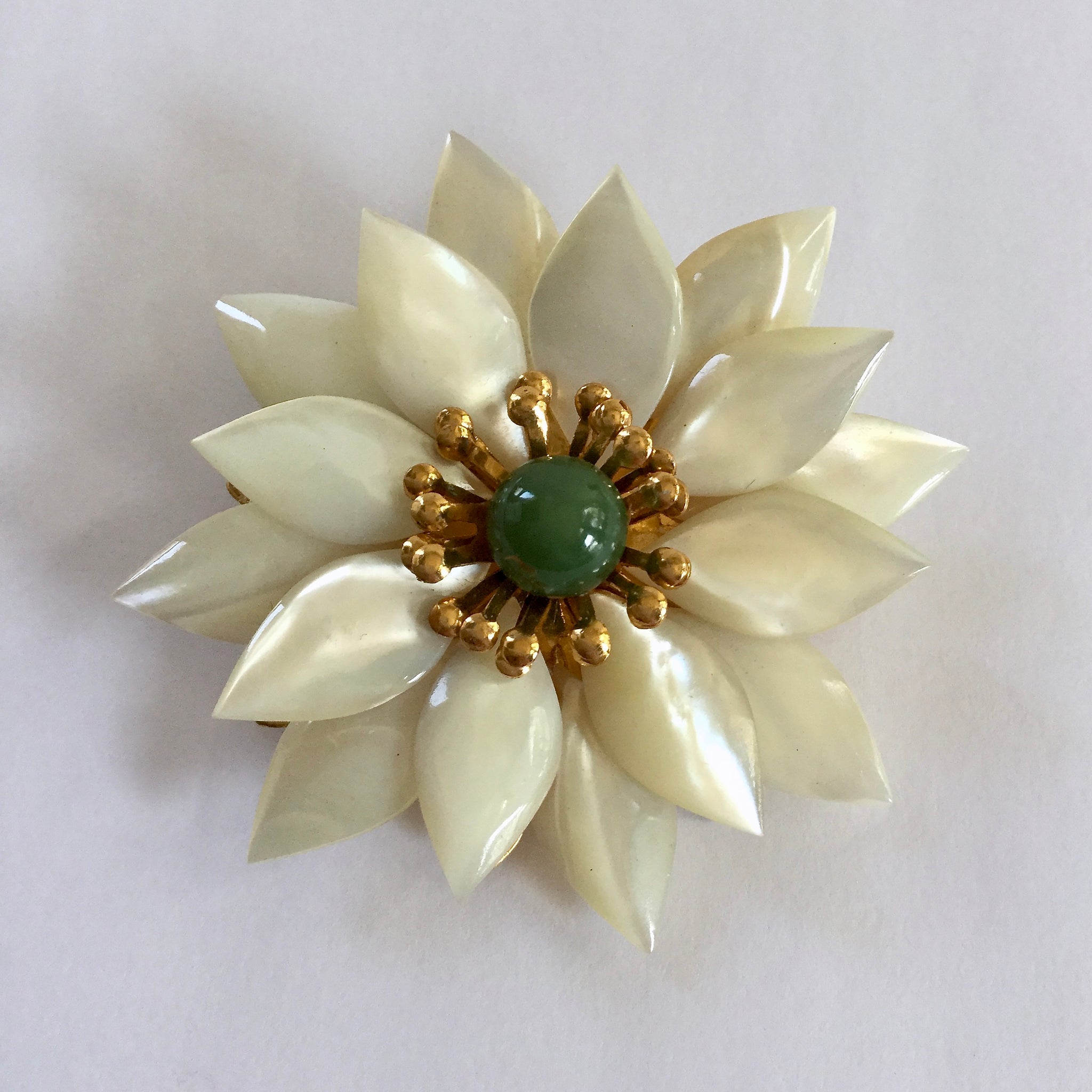 Vintage Mother of Pearl Flower Brooch