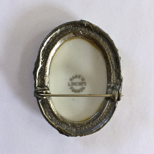 Antique Limoges Ceramic Brooch