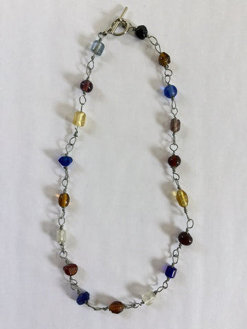 Glass Bead Silver Wire Choker