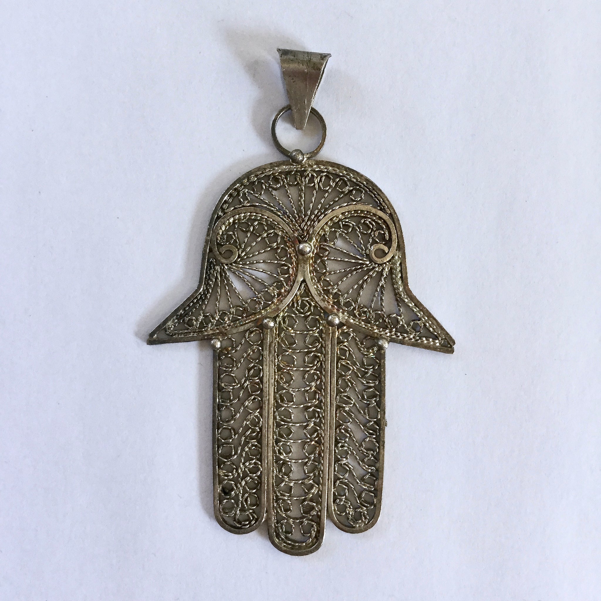 Silver Filigree Hamsa Pendant