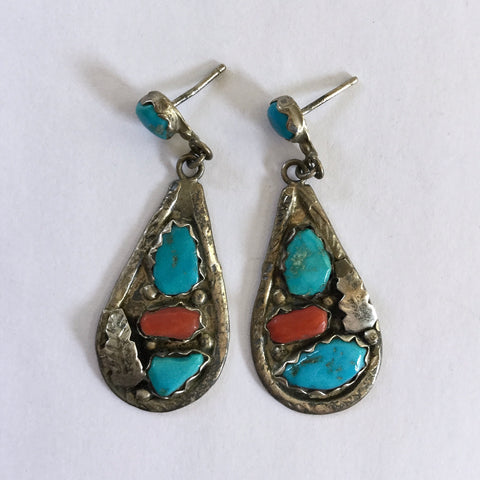 Turquoise and Silver Drop Earrings