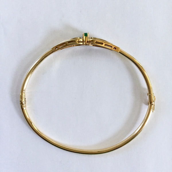 Gold Emerald and Diamond Bangle