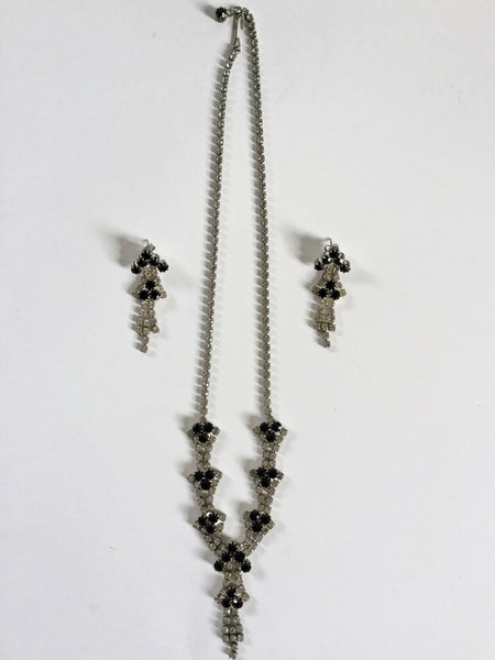 Vintage Rhinestone Choker & Earring Set