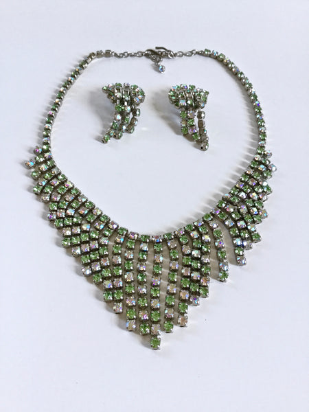 Vintage Rhinestone Choker & Earring Set
