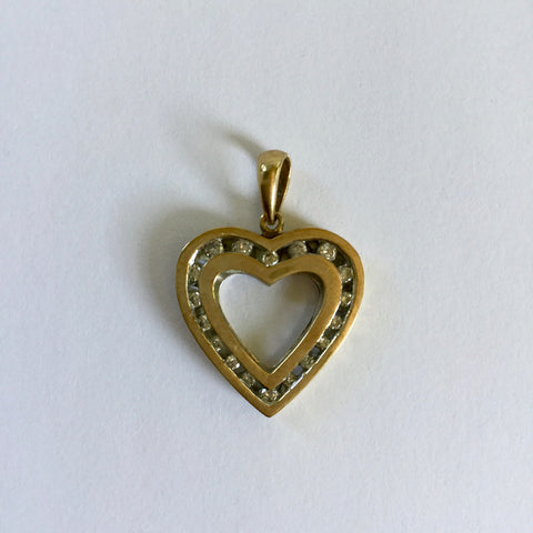 Diamond and 10K Gold "I Love You" Heart Pendant