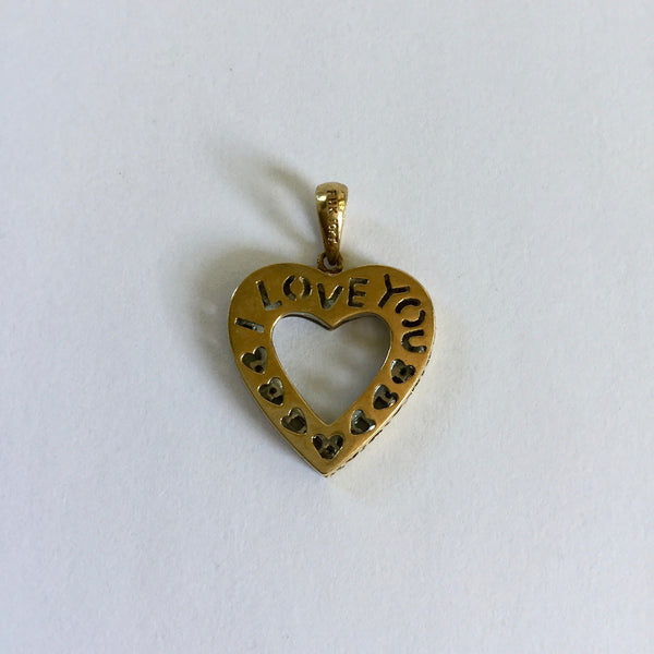 Diamond and 10K Gold "I Love You" Heart Pendant